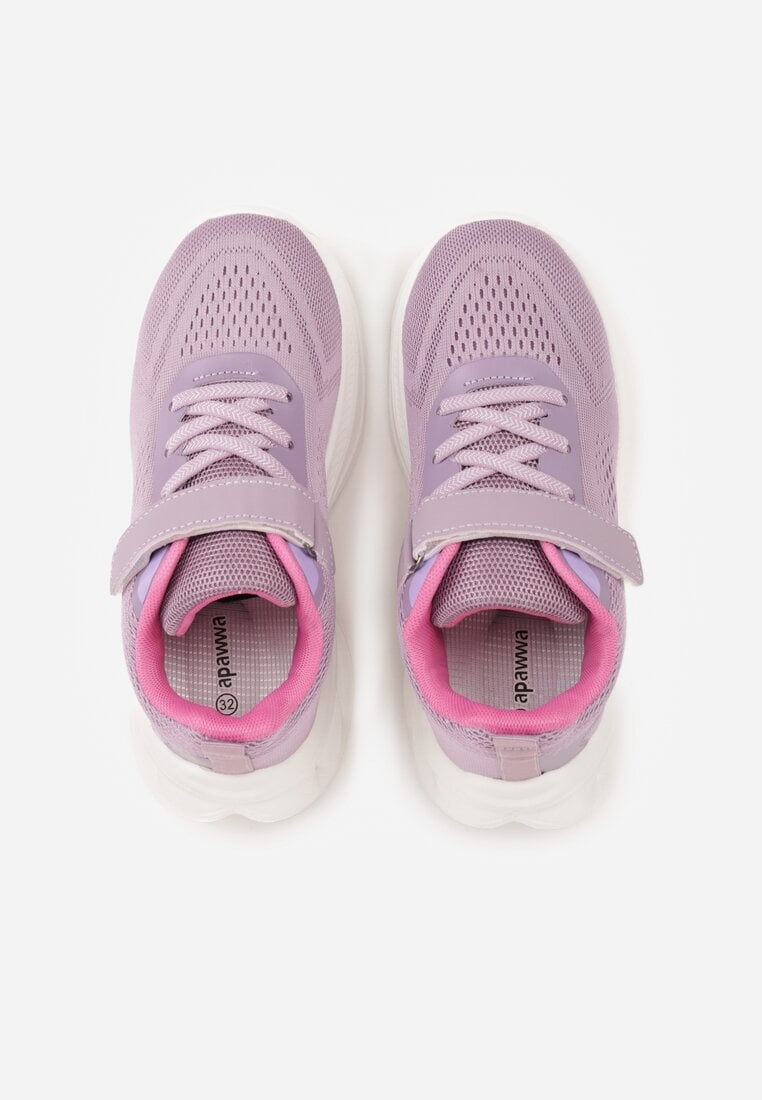 Różowo-Fioletowe Buty Sportowe Sneakersy na Grubej Podeszwie z Tłoczeniem Hyrene