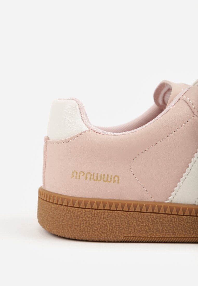 Różowe Buty Sportowe Sneakersy ze Skórzaną Wkładką i Ozdobnymi Paskami  Menilane