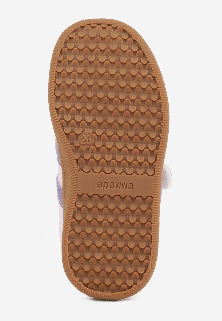 Fioletowe Buty Sportowe Sneakersy ze Skórzaną Wkładką Napisami i Paskami Nemoreli