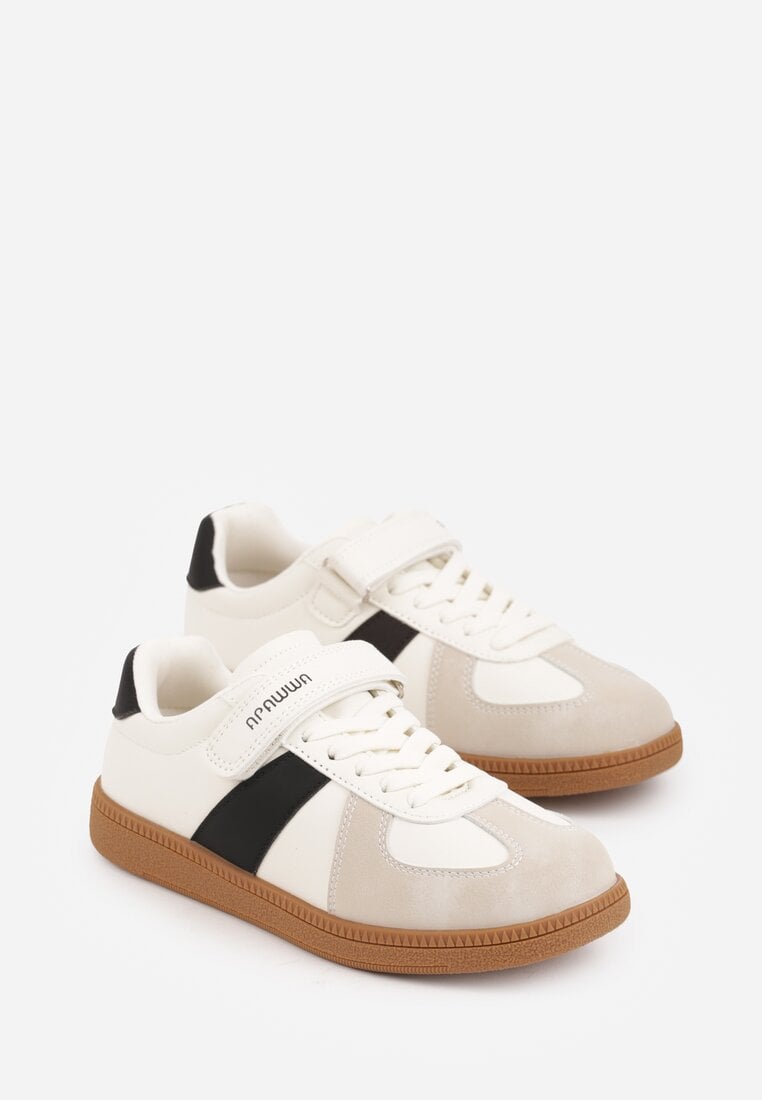 Beżowo-Czarne Buty Sportowe Sneakersy w Stylu Tenisówek Aurarenna