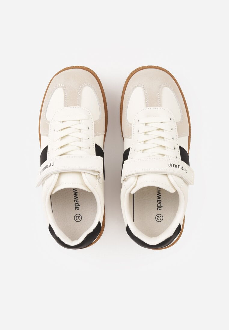 Beżowo-Czarne Buty Sportowe Sneakersy w Stylu Tenisówek Aurarenna