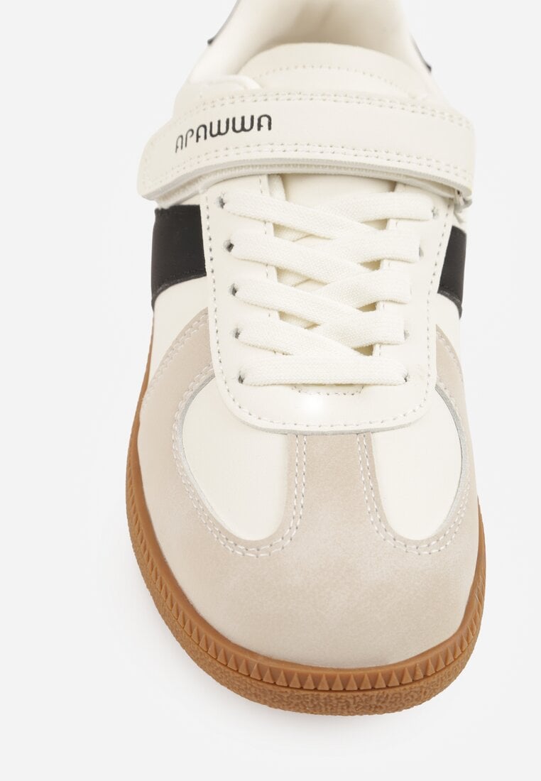 Beżowo-Czarne Buty Sportowe Sneakersy w Stylu Tenisówek Aurarenna
