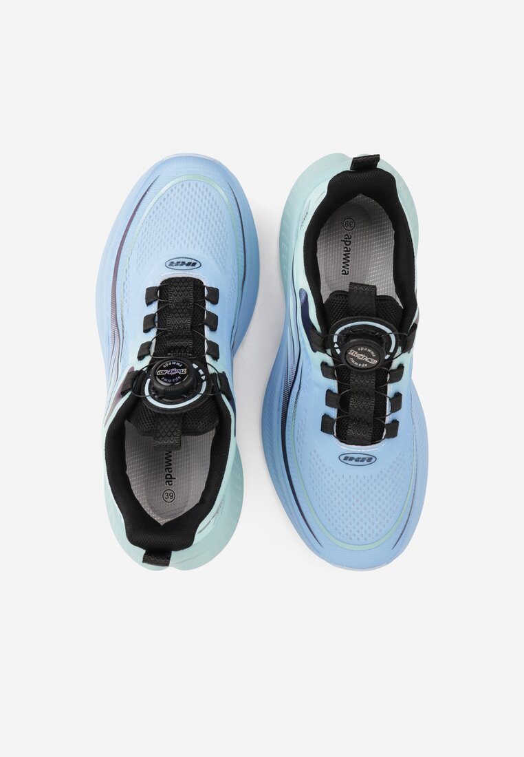 Niebieskie Buty Sportowe Sneakersy z Napisami i Geometrycznym Wzorem Adraseise