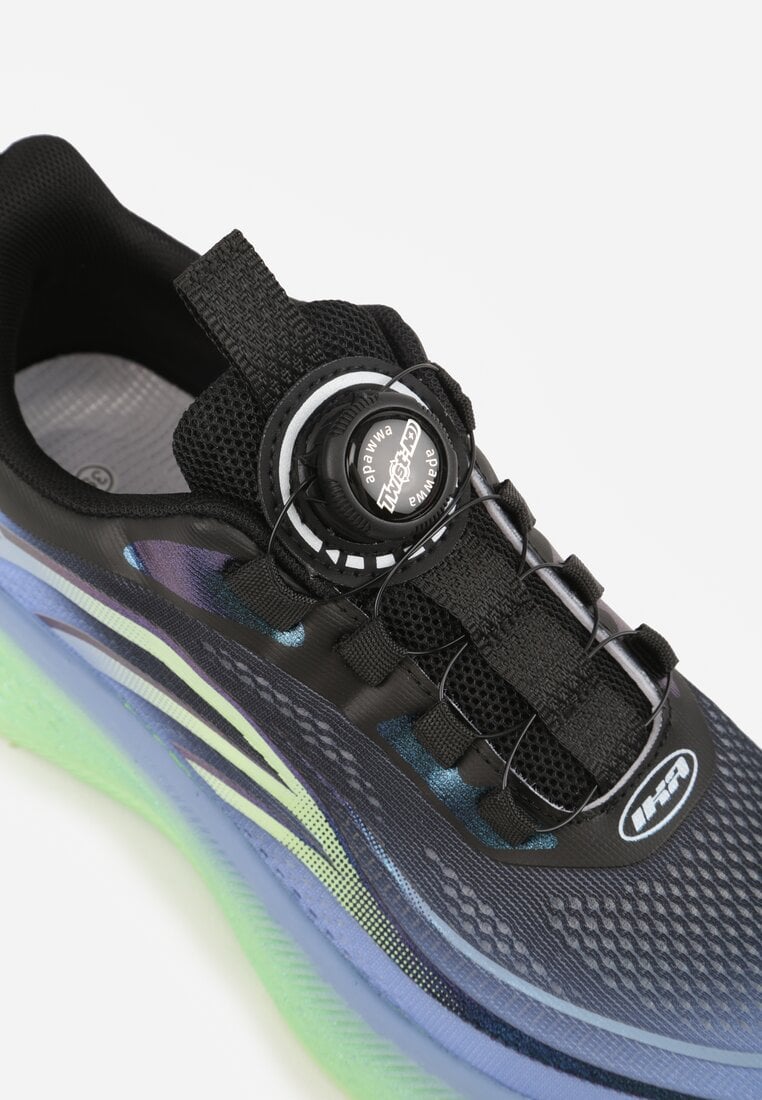 Czarne Buty Sportowe Sneakersy z Napisami i Geometrycznym Wzorem Adraseise