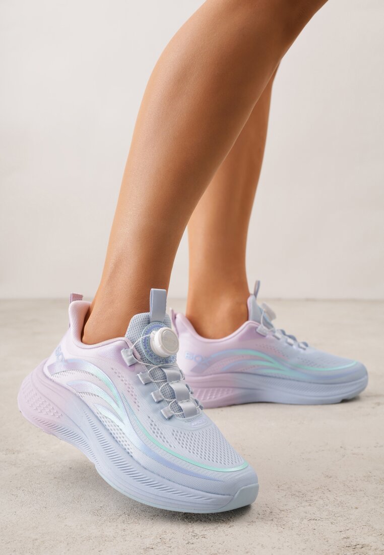 Różowe Buty Sportowe Sneakersy z Napisami i Geometrycznym Wzorem Adraseise