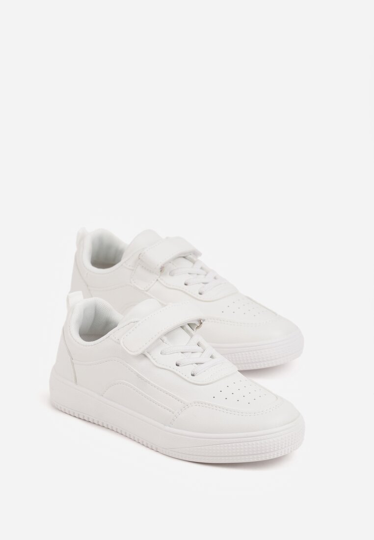 Białe Buty Sportowe Sneakersy ze Skórzaną Wkładką i Perforacją Lamisia