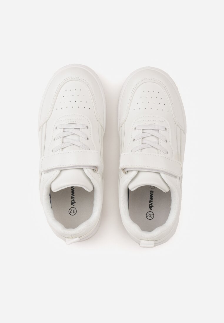 Białe Buty Sportowe Sneakersy ze Skórzaną Wkładką i Perforacją Lamisia