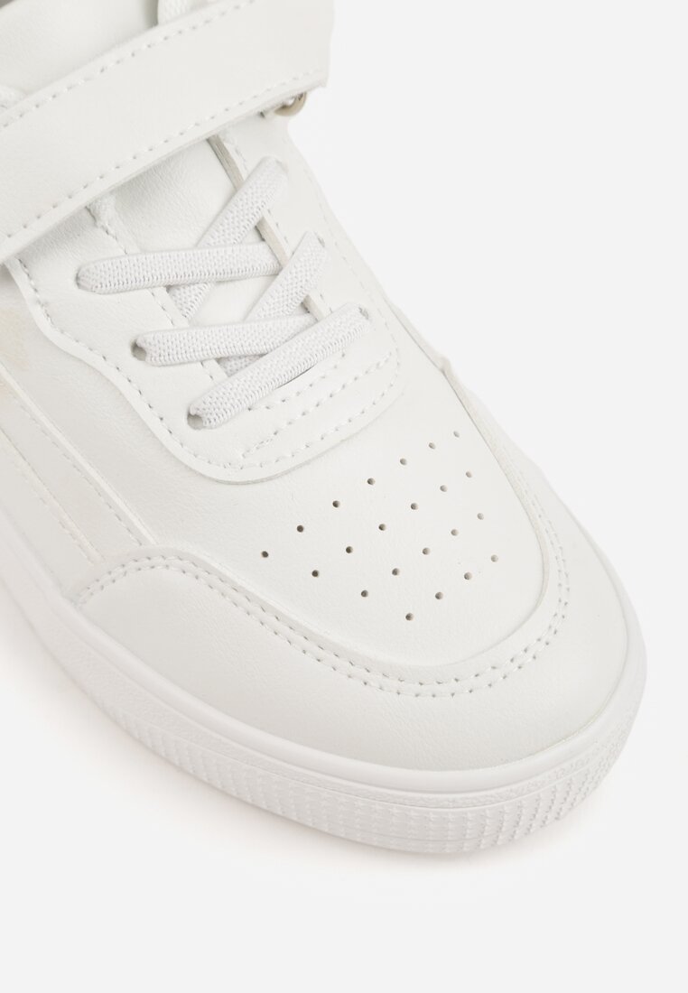 Białe Buty Sportowe Sneakersy ze Skórzaną Wkładką i Perforacją Lamisia