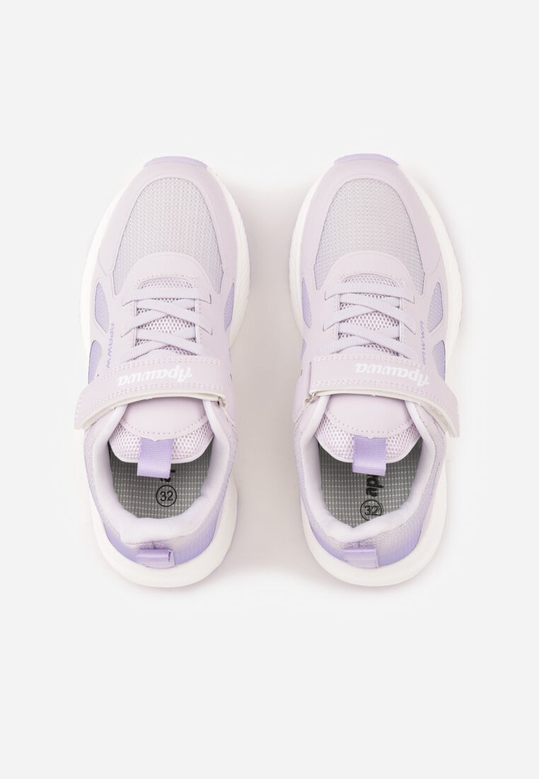 Fioletowe Buty Sportowe Sneakersy z Geometrycznym Wzorem Phalilopei