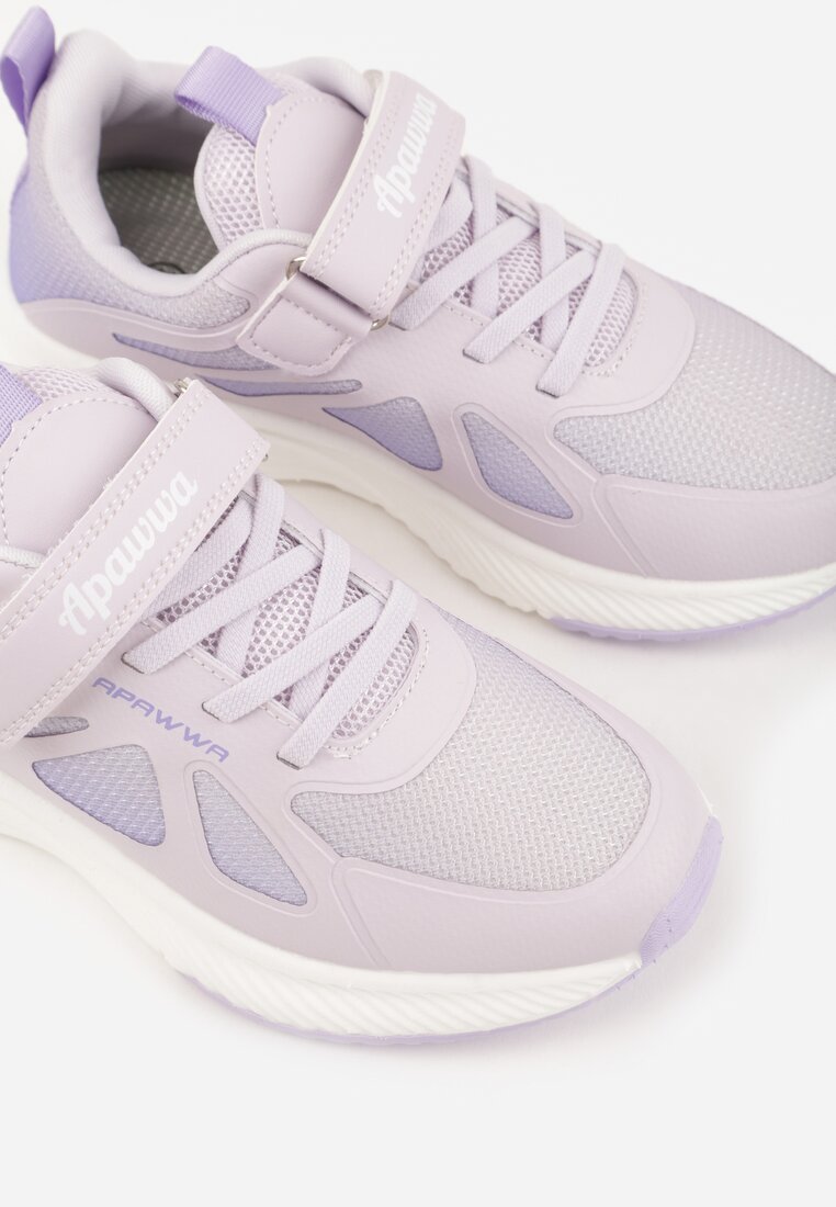 Fioletowe Buty Sportowe Sneakersy z Geometrycznym Wzorem Phalilopei