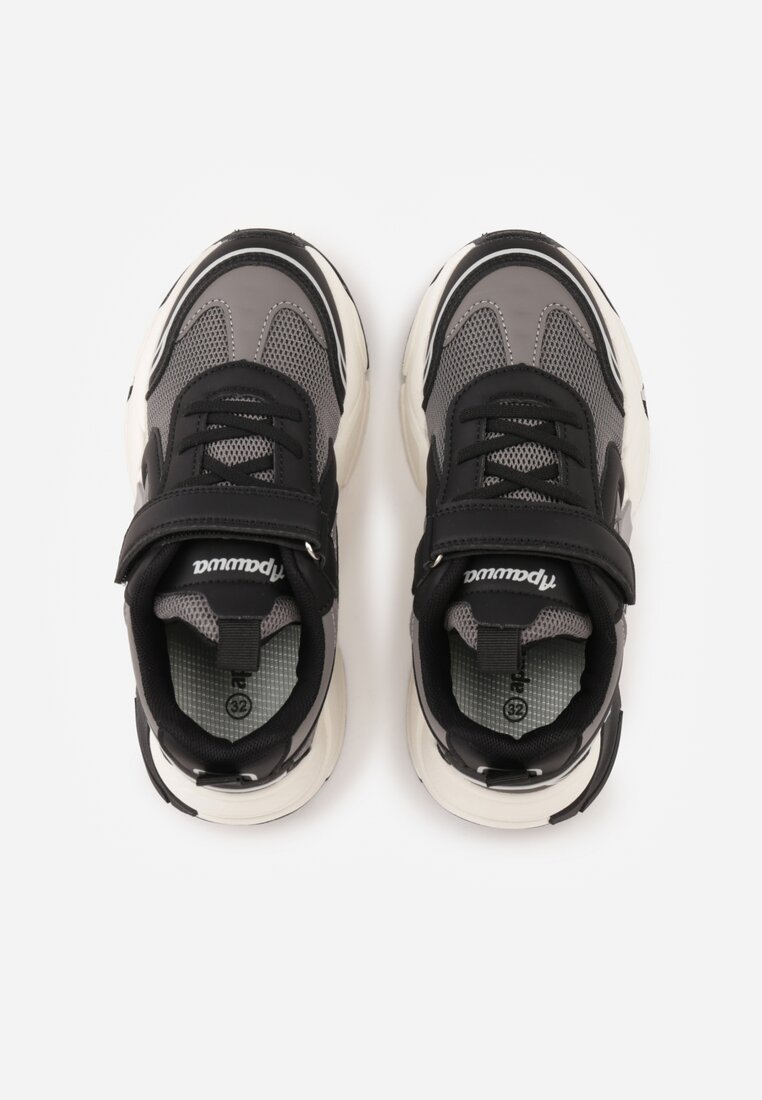 Szare Buty Sportowe Sneakersy z Geometrycznym Motywem Hythia