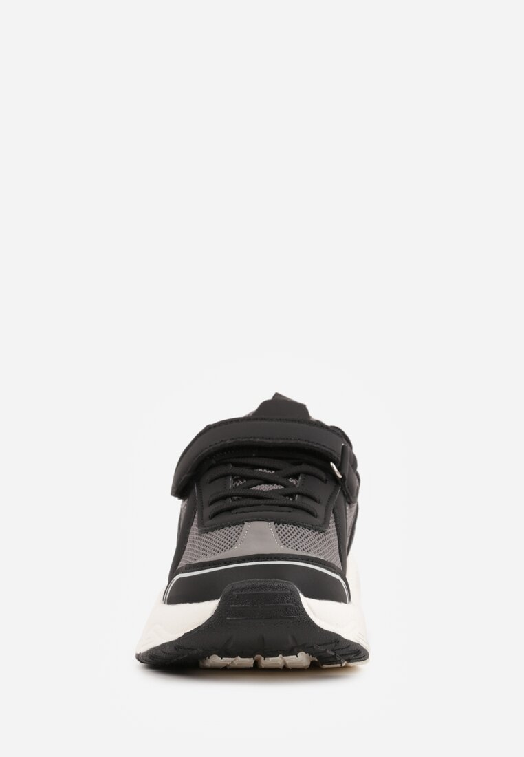 Szare Buty Sportowe Sneakersy z Geometrycznym Motywem Hythia