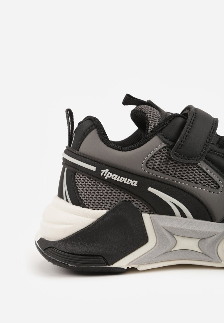 Szare Buty Sportowe Sneakersy z Geometrycznym Motywem Hythia