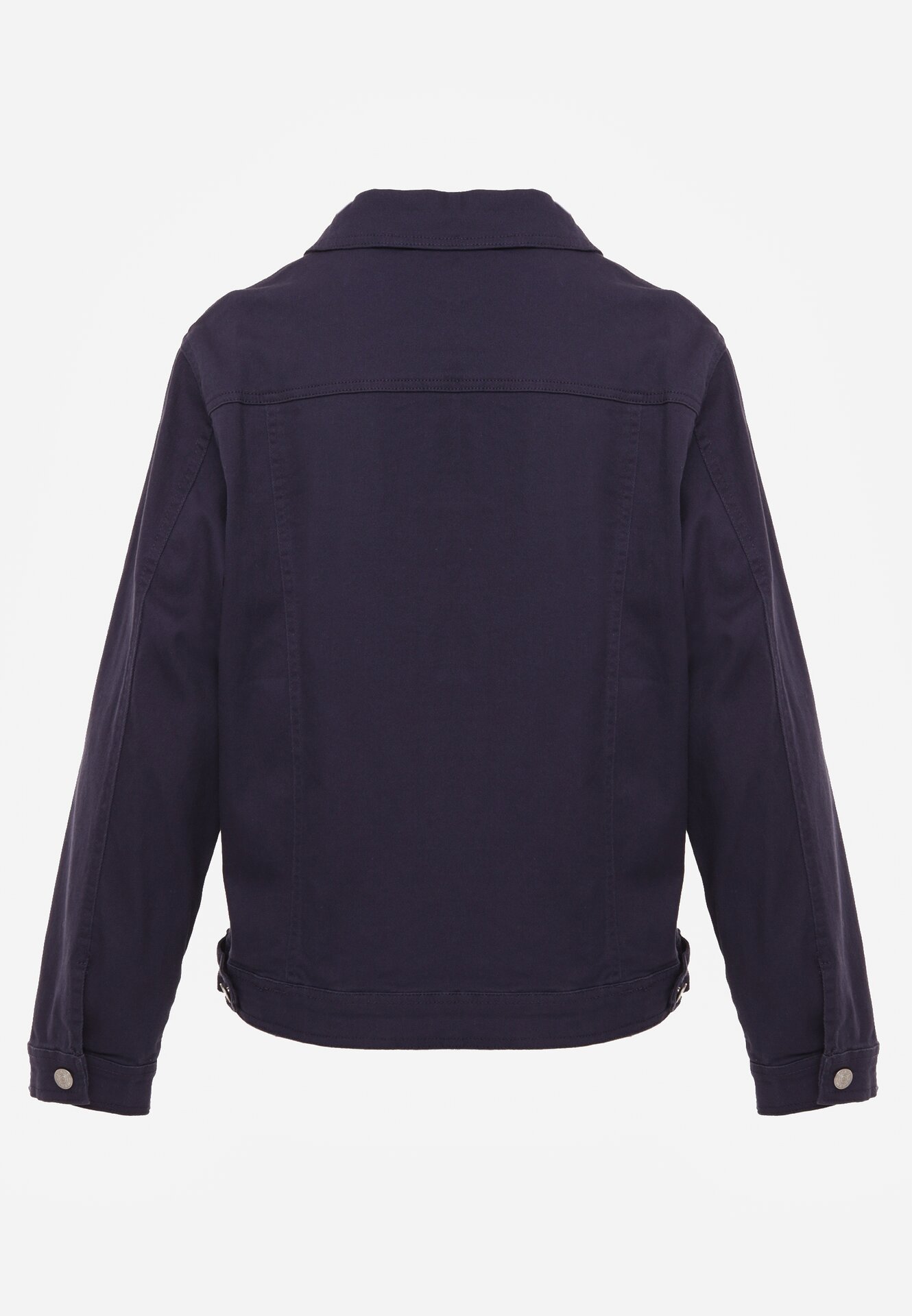 Granatowa Bawełniana Kurtka Jeansowa Perimea