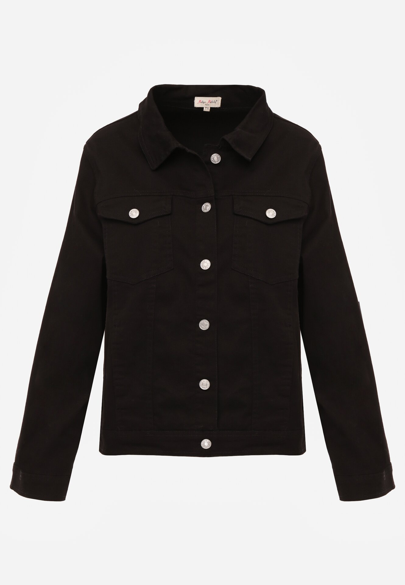 Czarna Bawełniana Kurtka Jeansowa Perimea