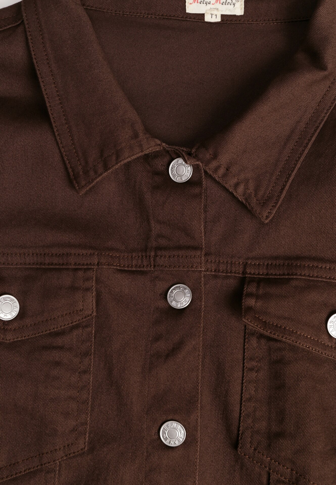 Ciemnobrązowa Bawełniana Kurtka Jeansowa Perimea