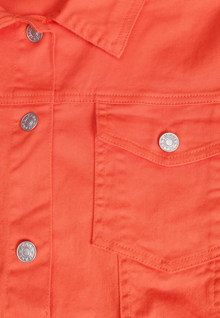 Pomarańczowa Bawełniana Kurtka Jeansowa Perimea