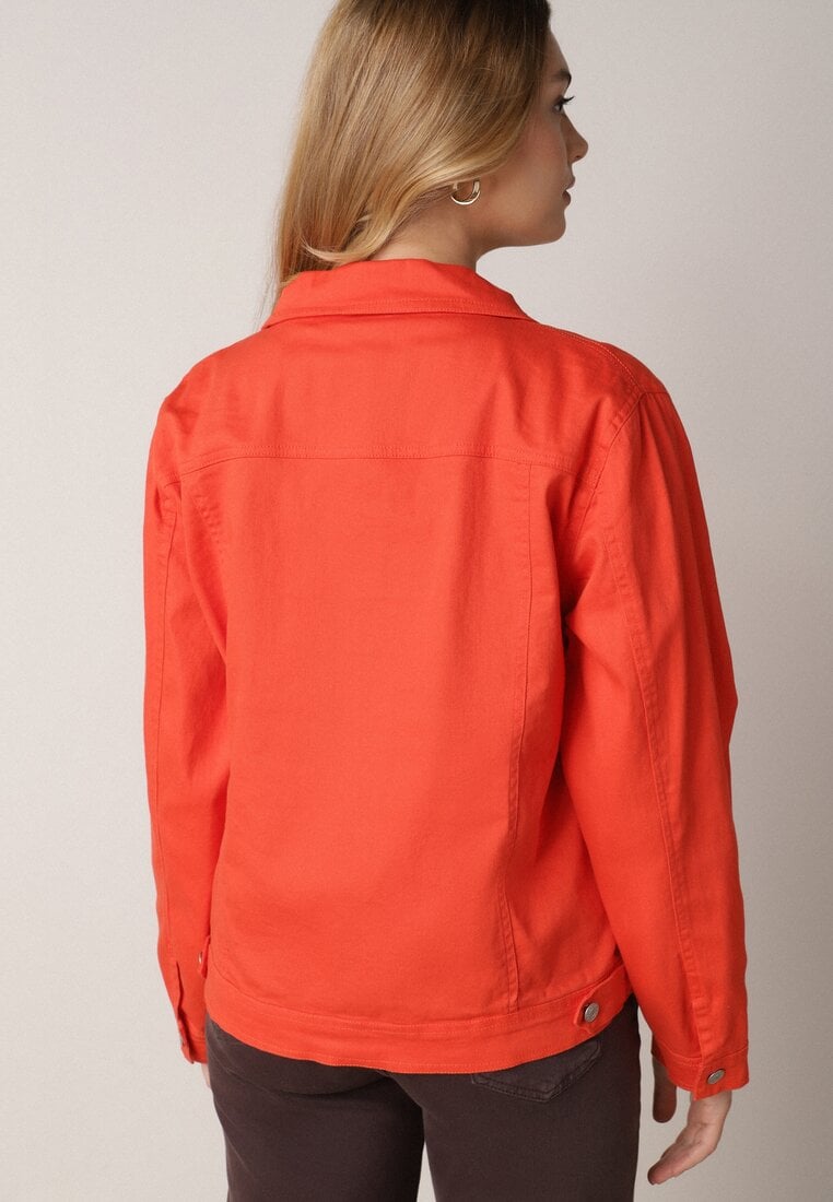 Pomarańczowa Bawełniana Kurtka Jeansowa Perimea