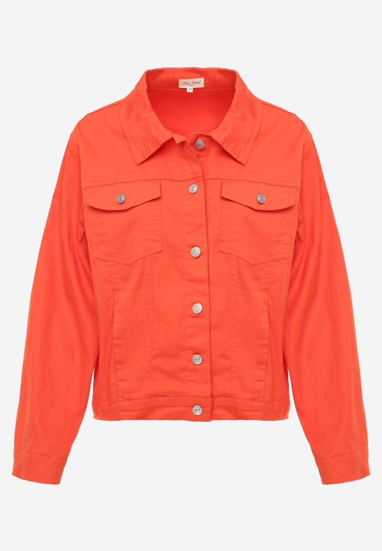 Pomarańczowa Bawełniana Kurtka Jeansowa Perimea