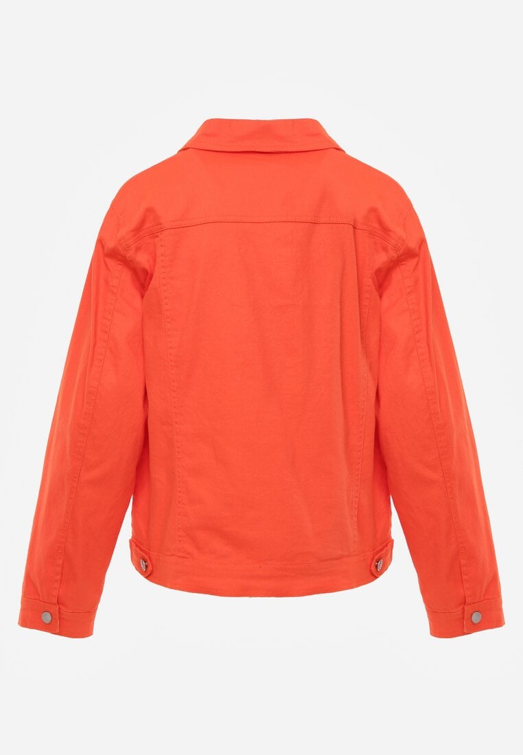 Pomarańczowa Bawełniana Kurtka Jeansowa Perimea