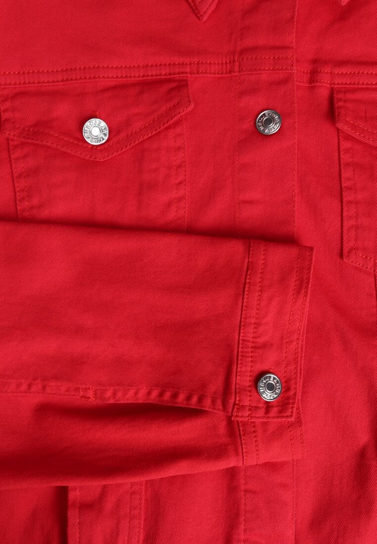 Czerwona Bawełniana Kurtka Jeansowa Perimea