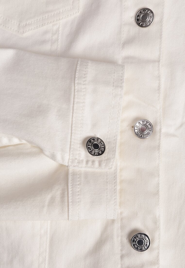 Biała Bawełniana Kurtka Jeansowa Perimea