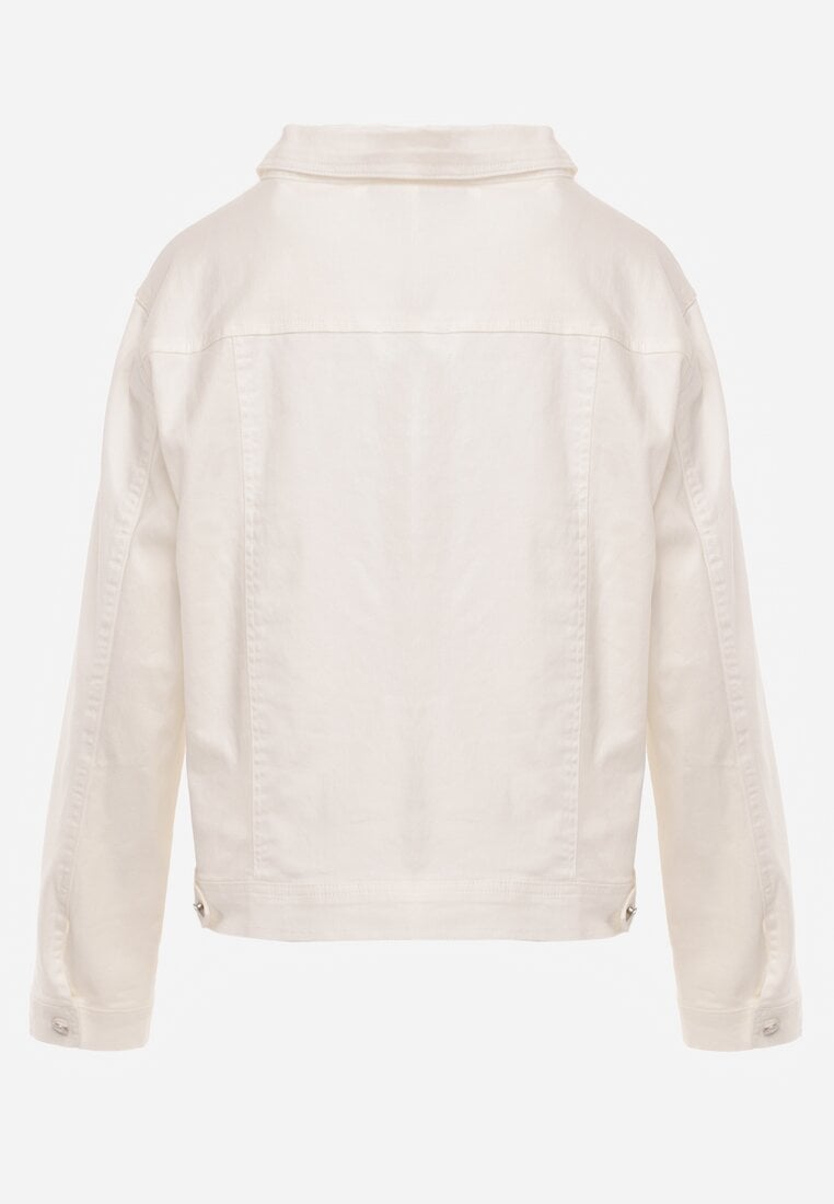 Biała Bawełniana Kurtka Jeansowa Perimea