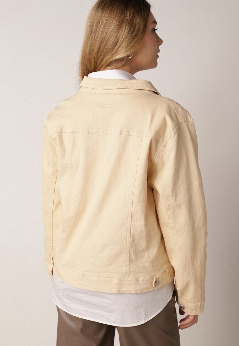 Beżowa Bawełniana Kurtka Jeansowa Perimea