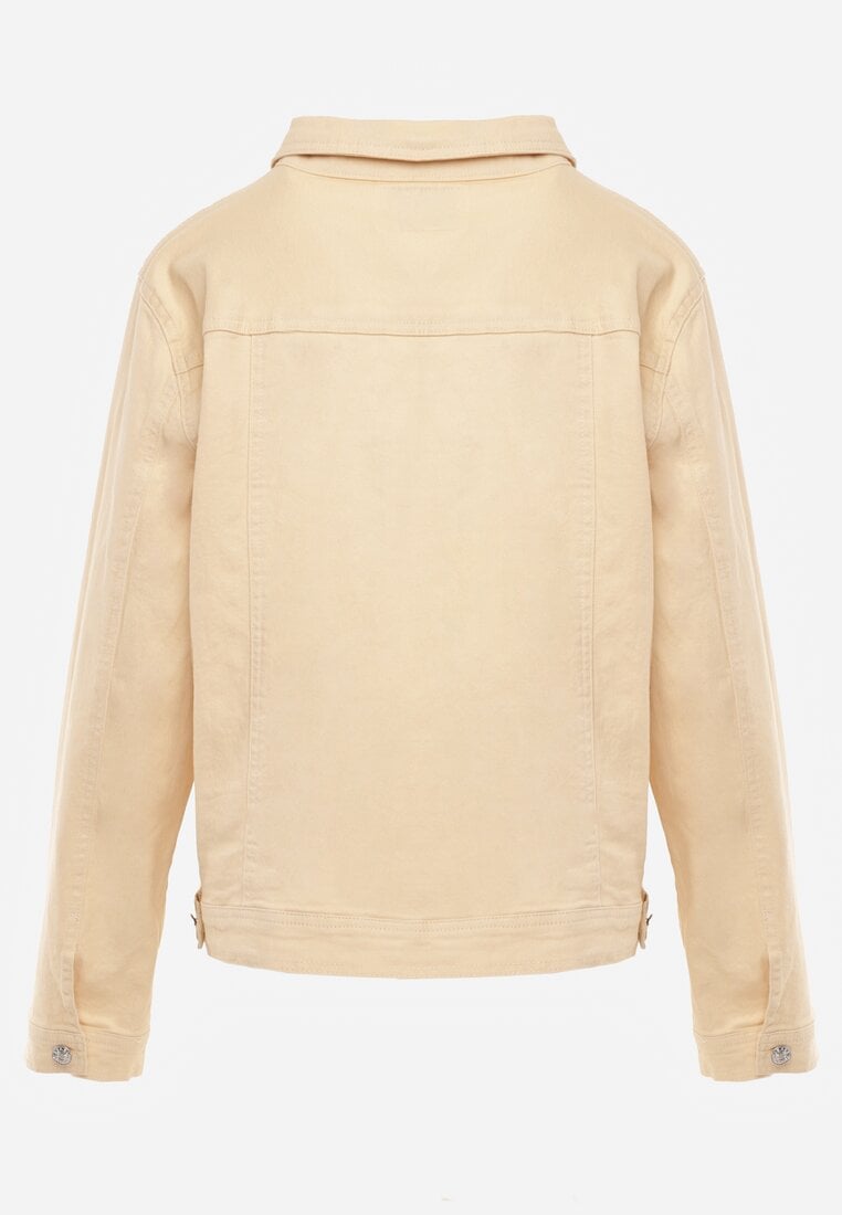 Beżowa Bawełniana Kurtka Jeansowa Perimea