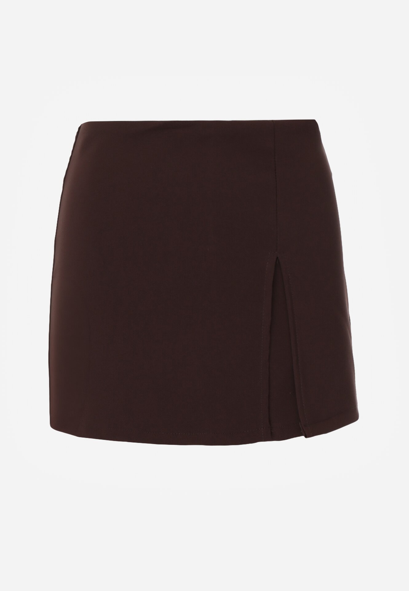 Brązowe Spódnico-Szorty z Wysokim Stanem Zdobione Rozcięciem Crethoesa