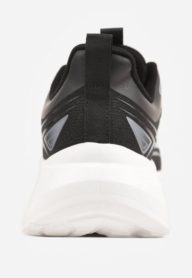 Czarne Sneakersy na Grubej Podeszwie z Geometrycznym Motywem Nedaneira