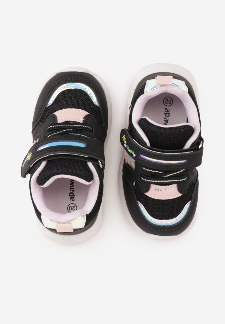 Czarno-Fioletowe Buty Sportowe Sneakersy na Grubej Podeszwie z Metalicznymi Ozdobami Salanore