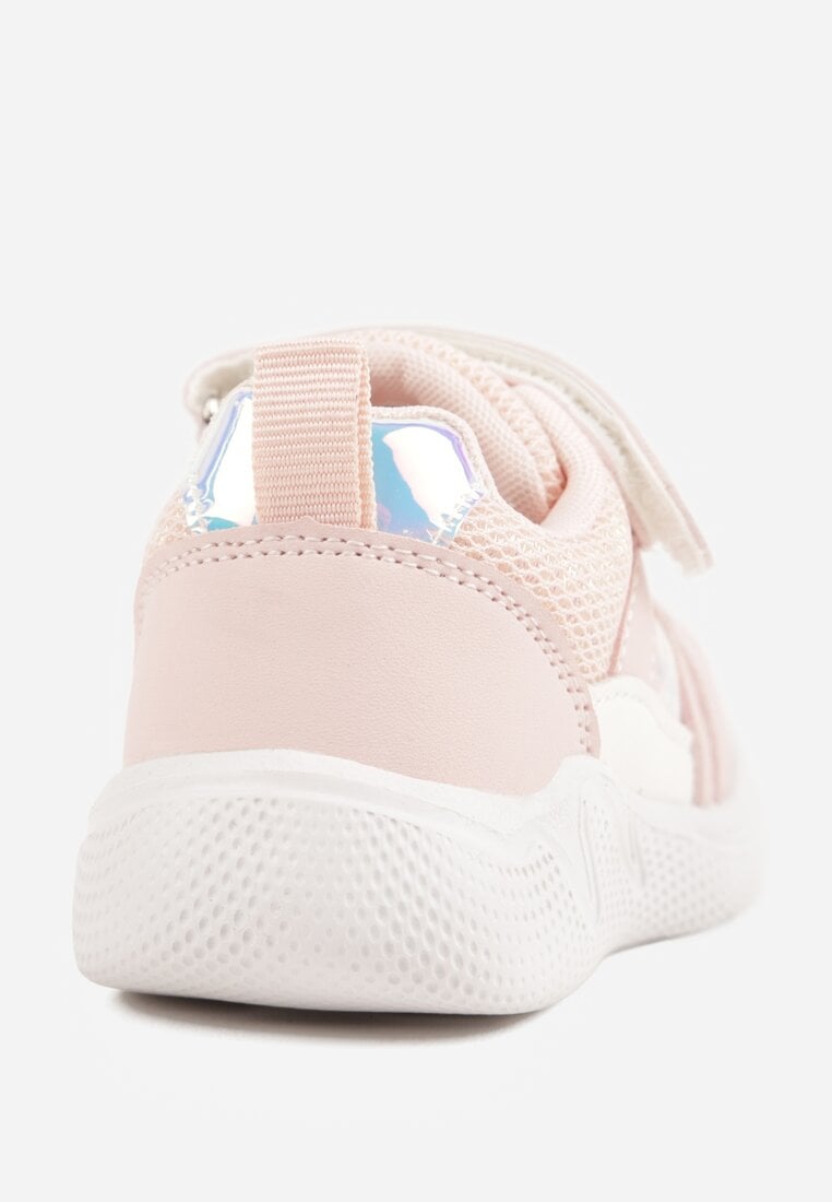 Różowe Buty Sportowe Sneakersy na Grubej Podeszwie z Metalicznymi Ozdobami Salanore