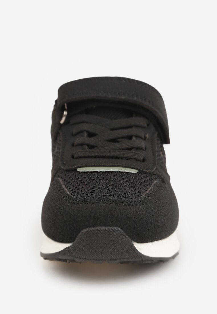 Czarne Buty Sportowe Sneakersy ze Skórzaną Wkładką i Siateczkowymi Wstawkami Phaethiax