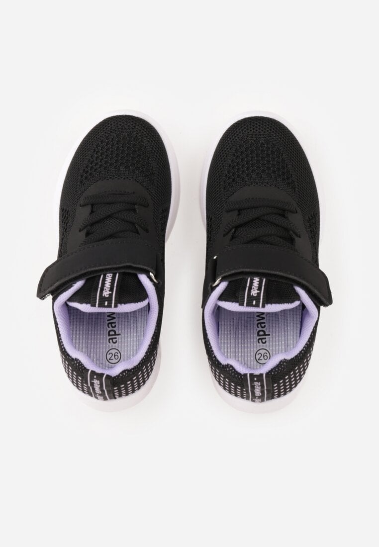 Czarno-Fioletowe Buty Sportowe Sneakersy z Perforacją i Tłoczoną Podeszwą Uriltora