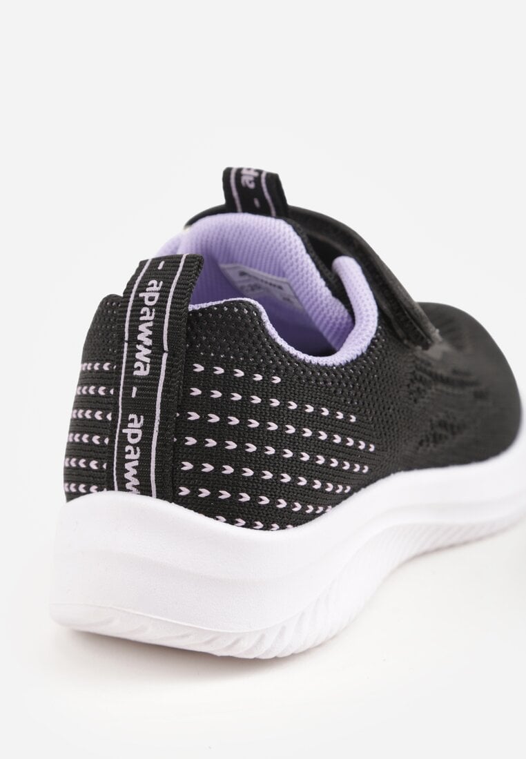 Czarno-Fioletowe Buty Sportowe Sneakersy z Perforacją i Tłoczoną Podeszwą Uriltora