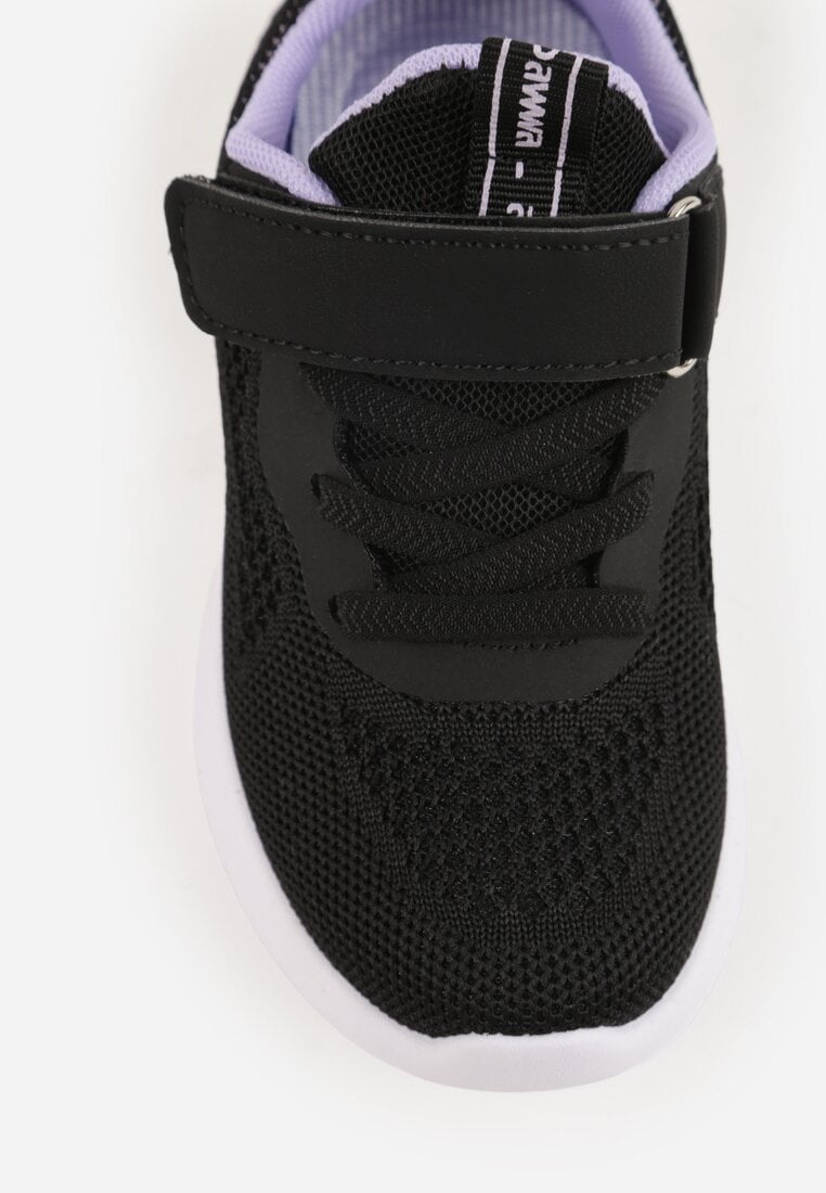 Czarno-Fioletowe Buty Sportowe Sneakersy z Perforacją i Tłoczoną Podeszwą Uriltora