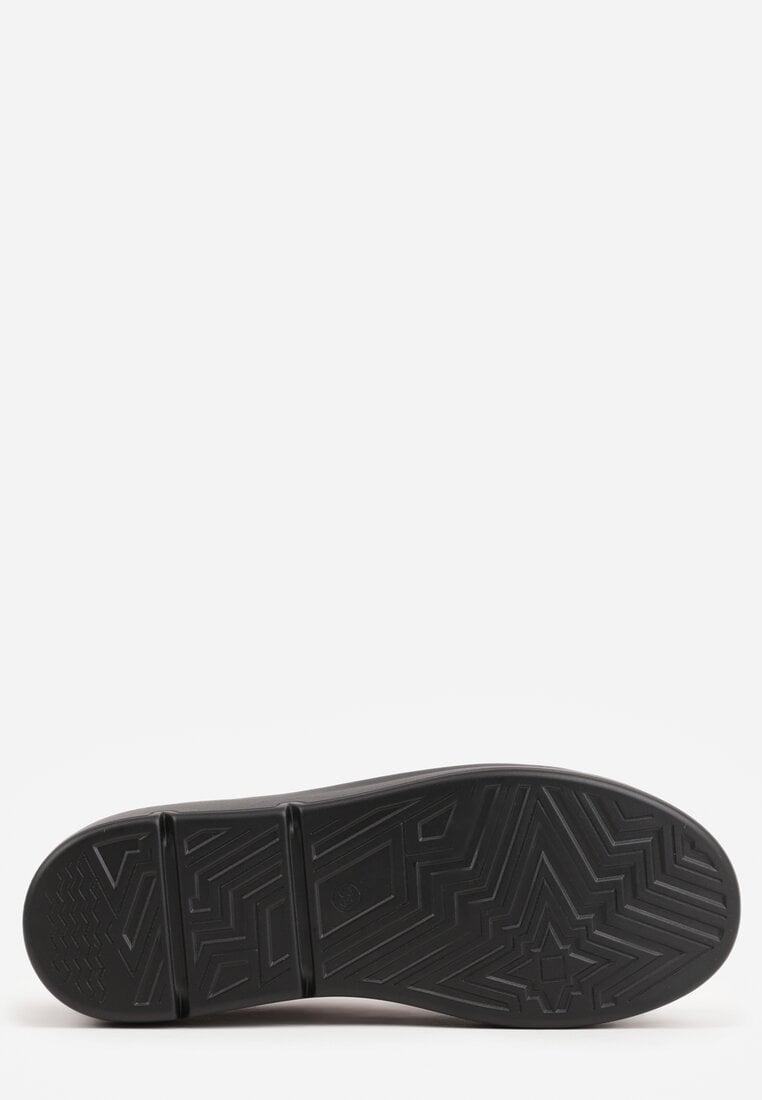 Czarne Sneakersy na Koturnie ze Skóry Naturalnej z Ozdobami Cnassophe