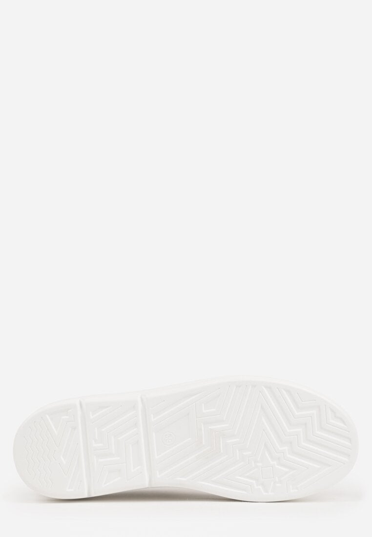 Białe Sneakersy na Koturnie ze Skóry Naturalnej z Ozdobami Cnassophe