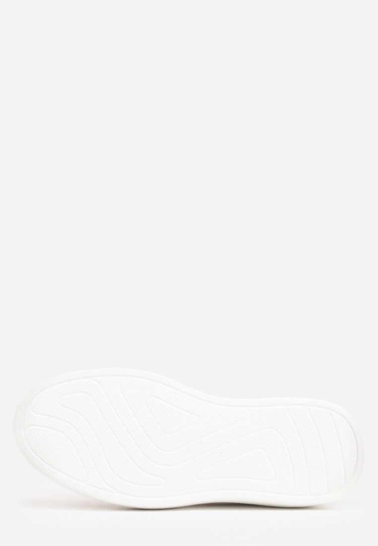 Beżowe Sneakersy Skórzane na Grubej Podeszwie z Geometryczną Ozdobą Syrolphi