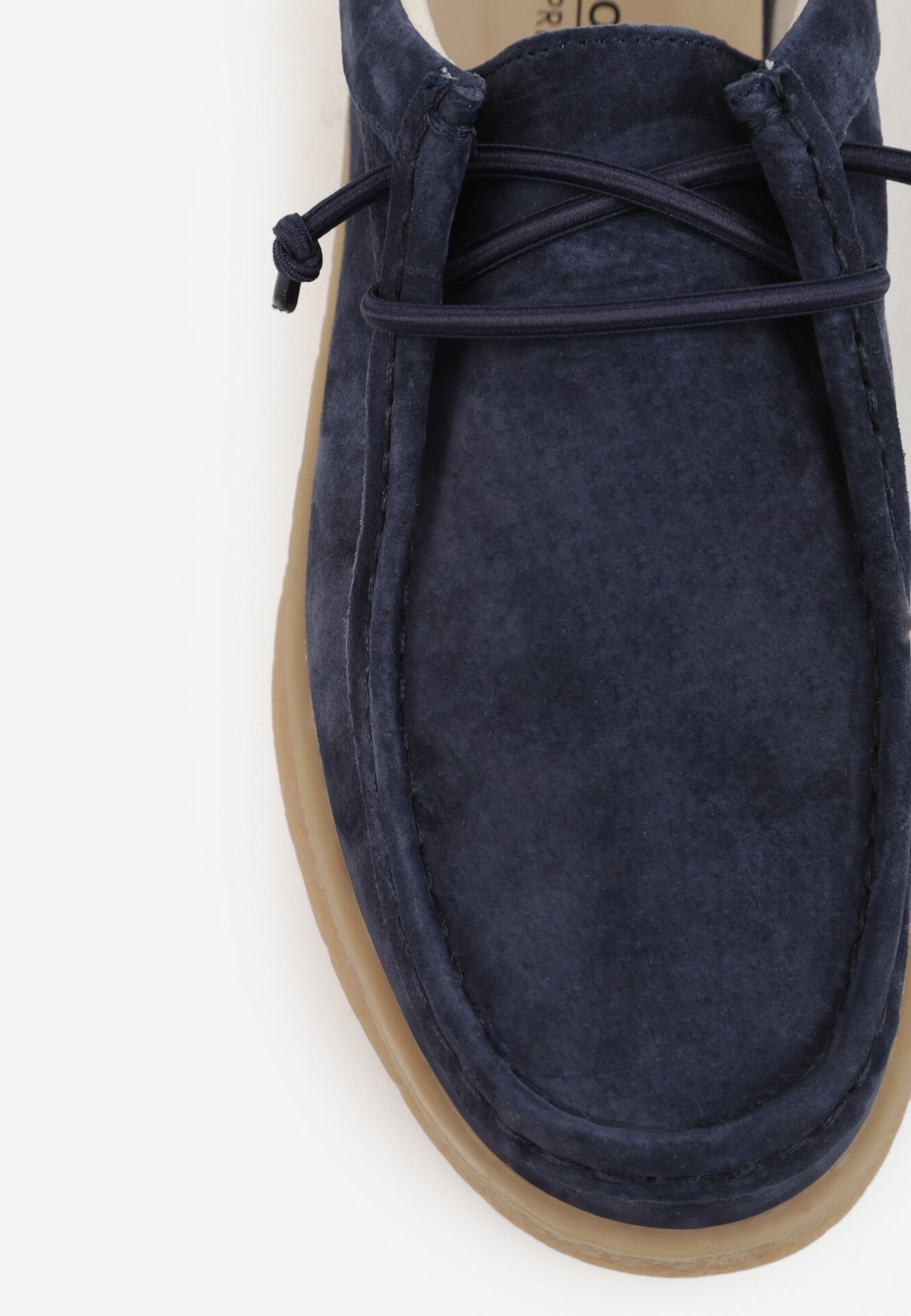 Granatowe Zamszowe Półbuty ze Skórzaną Wkładką i Ozdobnymi Przeszyciami Olenos