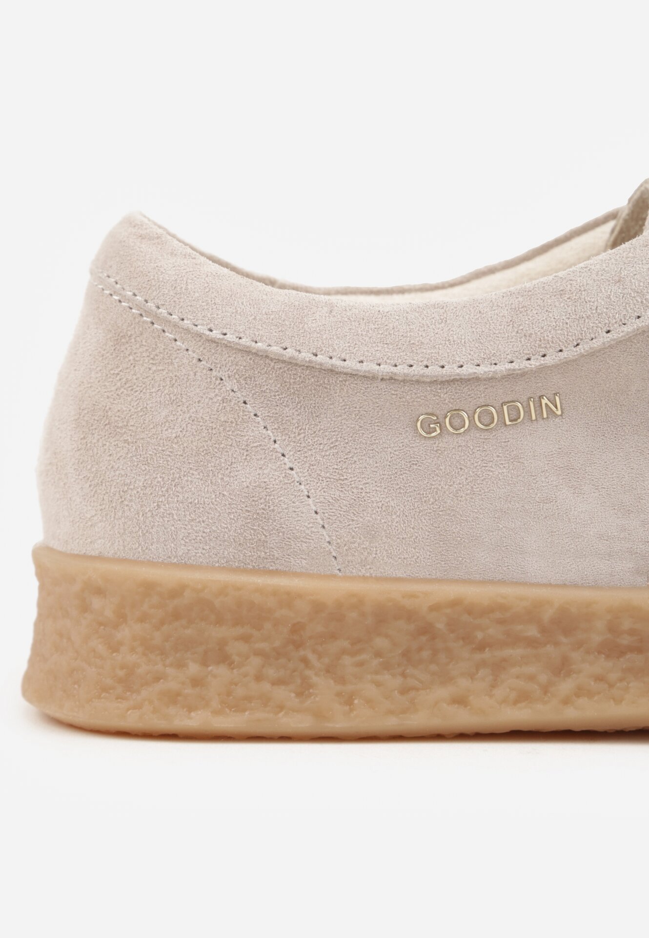 Beżowe Zamszowe Półbuty ze Skórzaną Wkładką i Ozdobnymi Przeszyciami Olenos