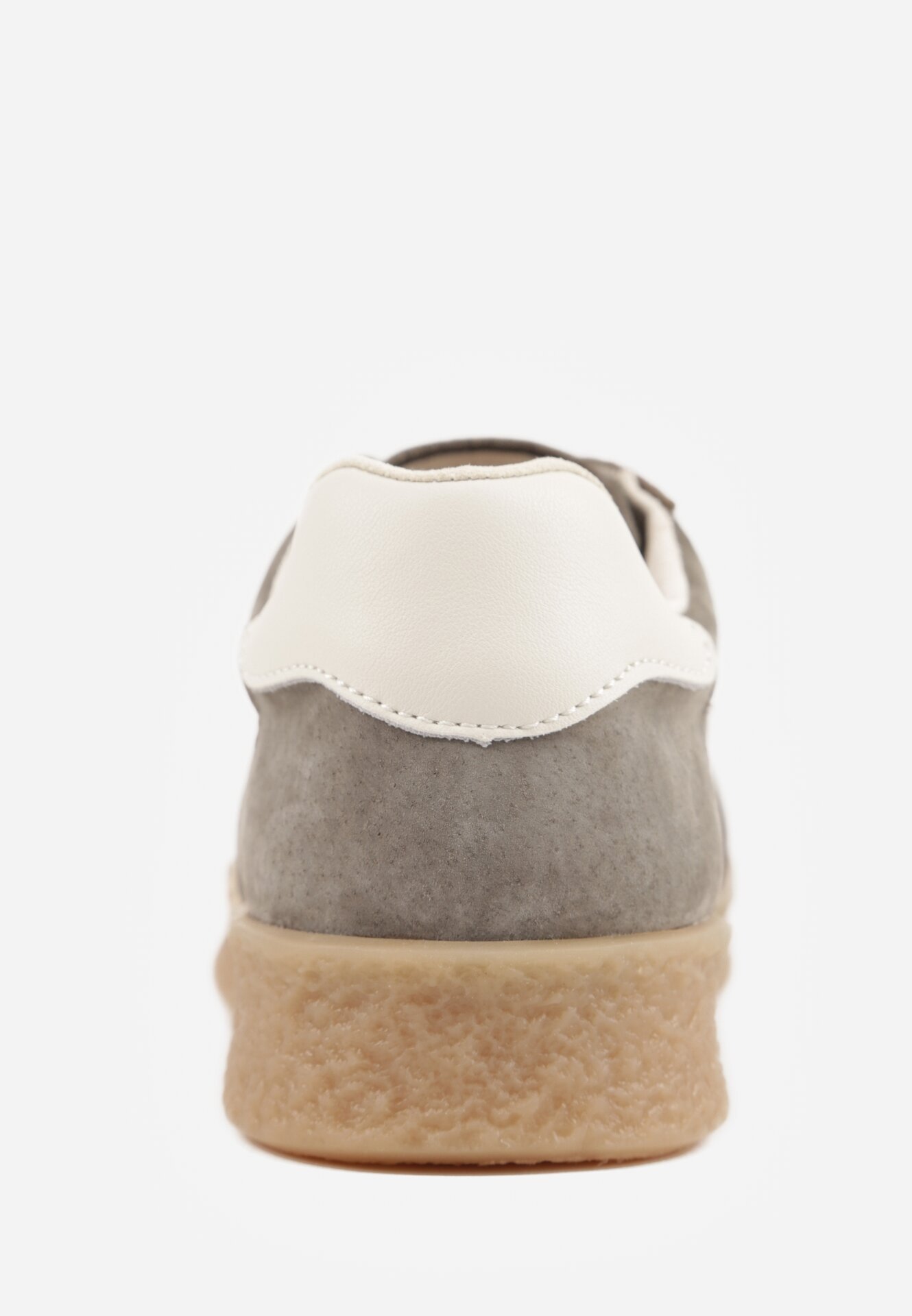 Ciemnobeżowe Sneakersy ze Skóry Naturalnej w Stylu Tenisówek z Paskami Arethephila