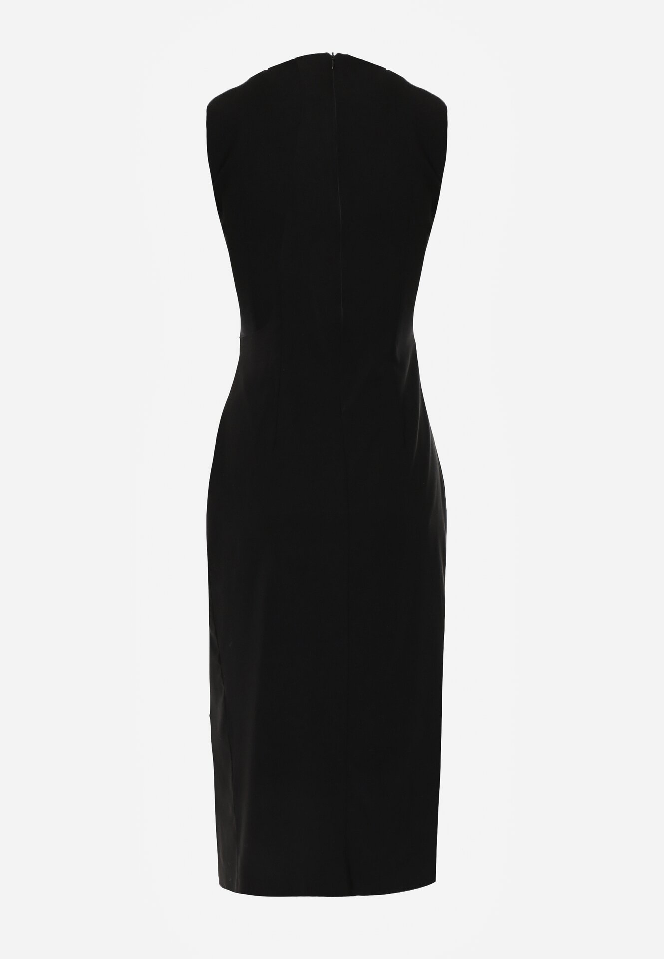 Czarna Sukienka z Wiskozą z Metaliczną Aplikacją i Rozcięciem na Nogę Aeradina