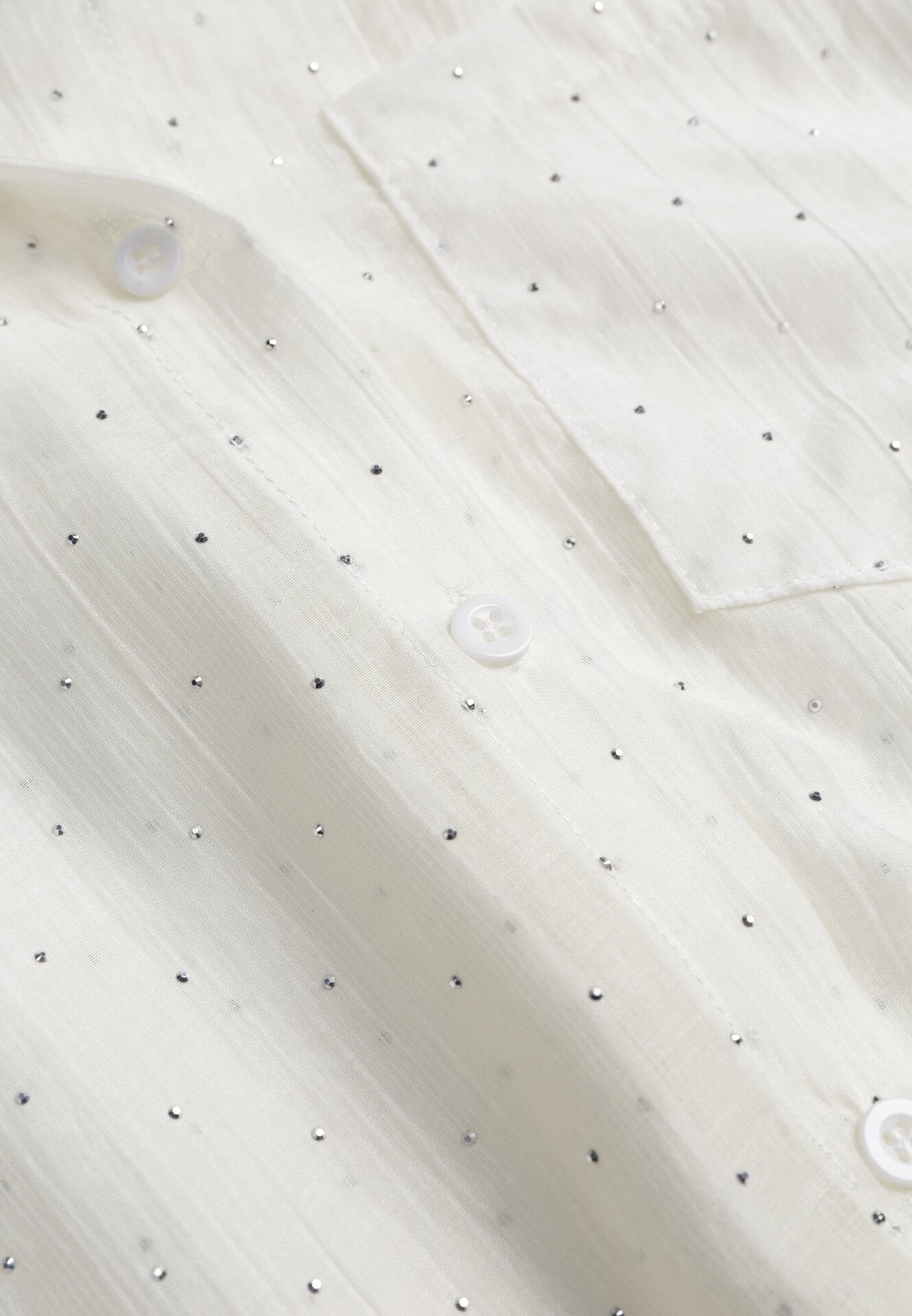 Jasnobeżowa Transparentna Koszula Ozdobiona Cyrkoniami Clymadia