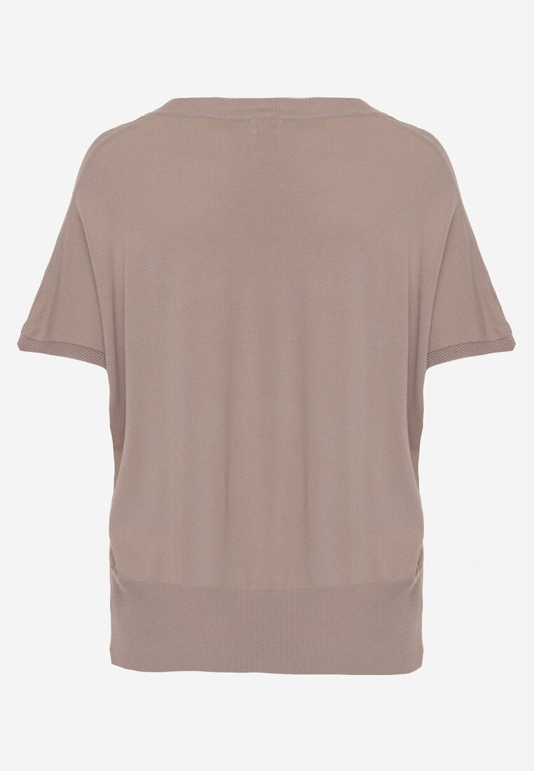 Brązowa Bluzka z Wiskozą o Nietoperzowym Kroju Oromeda