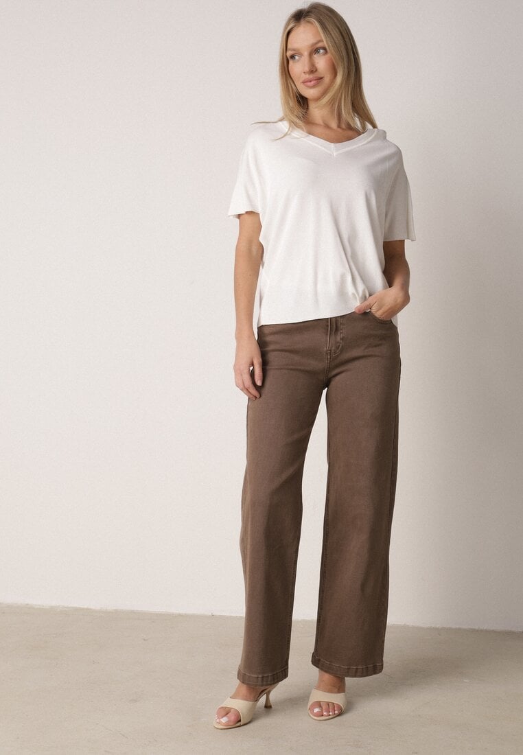 Biała Bluzka z Wiskozą o Nietoperzowym Kroju Oromeda