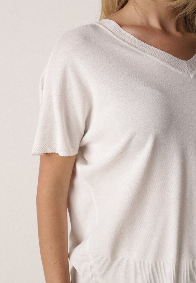 Biała Bluzka z Wiskozą o Nietoperzowym Kroju Oromeda
