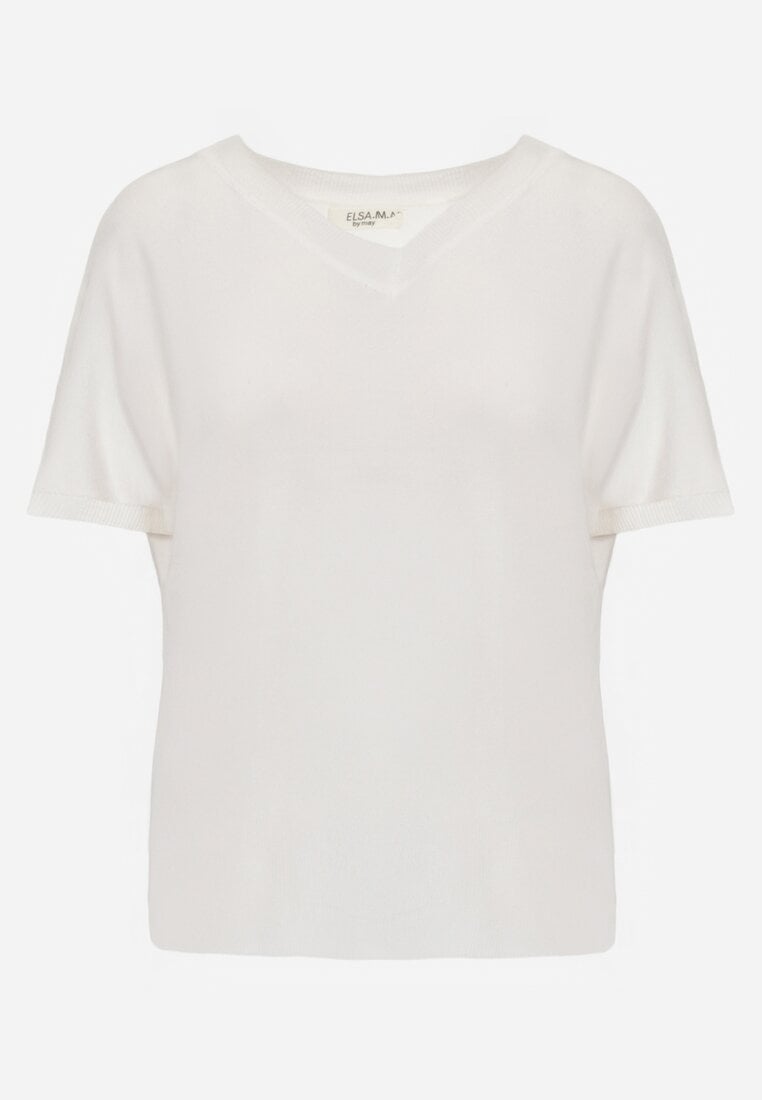 Biała Bluzka z Wiskozą o Nietoperzowym Kroju Oromeda