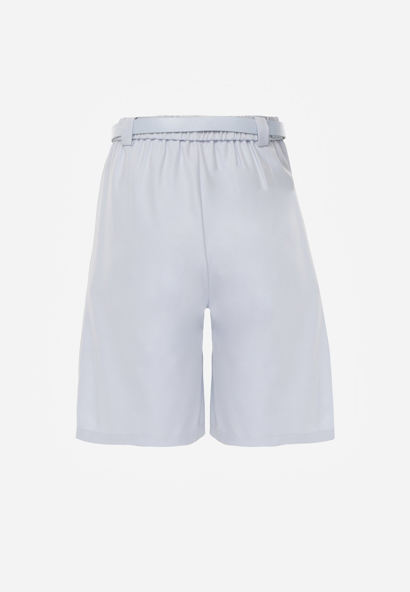 Niebieskie Szorty z Wysokim Stanem Bermudy z Paskiem Haidis